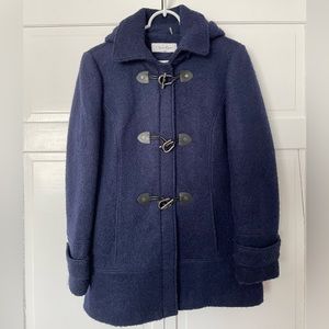 Navy Blue Calvin Klein Wool Hooded Jacket Size PL